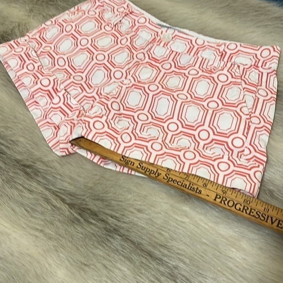 OLD NAVY White Orange Circle Square 0 Y2K Shorts Low Rise Belt Loops Pockets - Picture 9 of 10